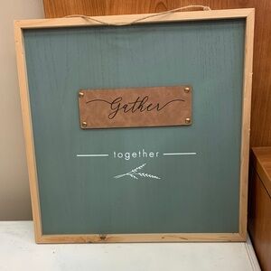 Green Wall Art with Leather Gather Patch and Twine Hanger